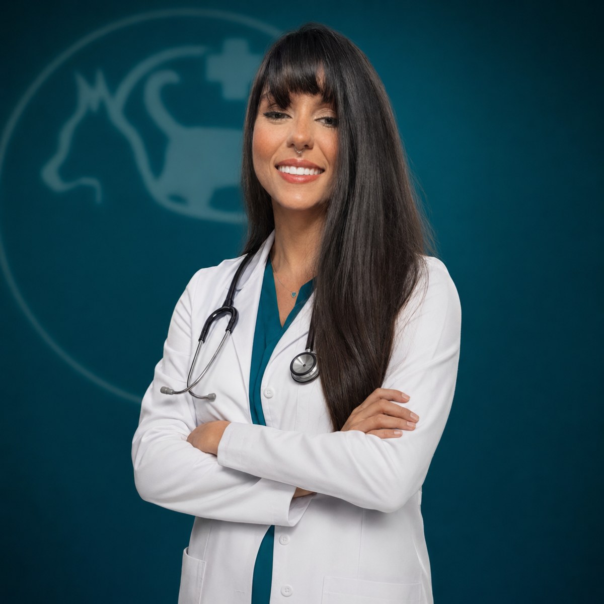 Dra. Nikoly, médica-veterinária da Life Pet, de jaleco branco
